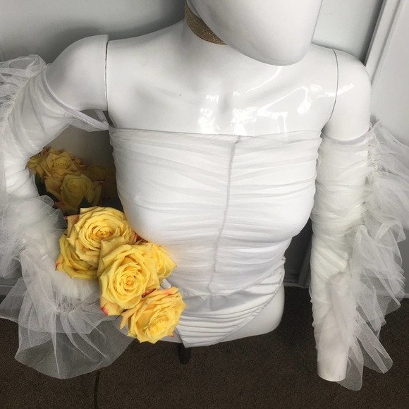 Tops - Bodysuit Ruffle Chiffon Mesh Romantic Girly NWT S